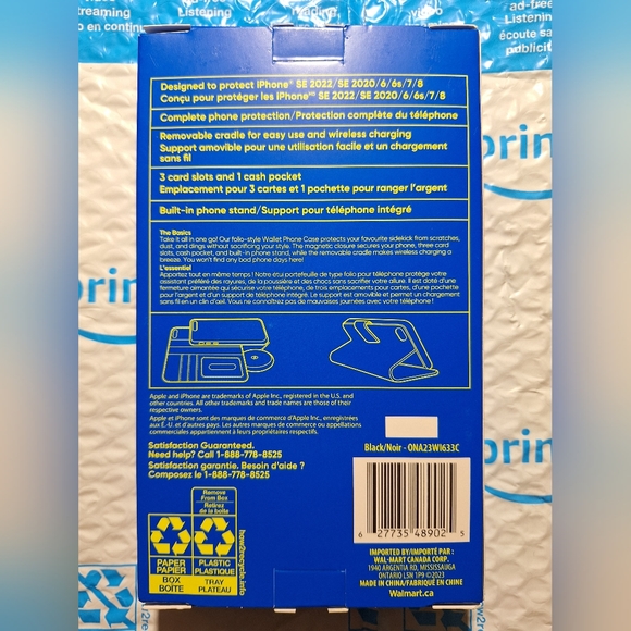 Onn. iPhone Wallet Case - iPhone SE 2020 & 2022/ iPhone 6 / 6S / 7 / 8  (NEW) - Picture 2 of 4